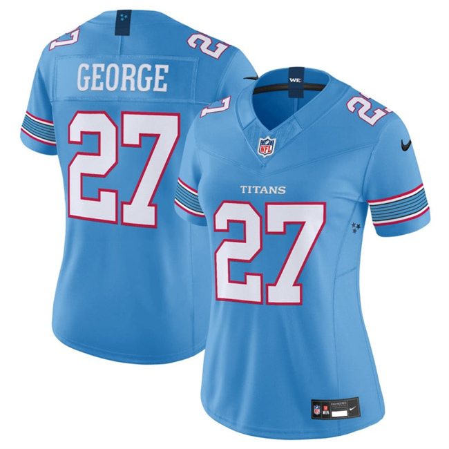 Women's Light Blue Tennessee Titans #27 Eddie George 2026 F.U.S.E. Vapor Limited Stitched Football Jersey(Run Small)